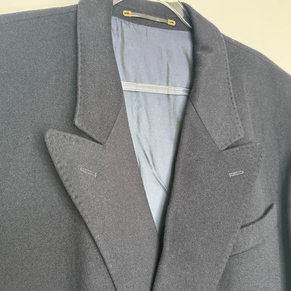 Vintage 90s Edward Pelger Navy Wool Double Breasted Overcoat XL - Picture 8 of 16